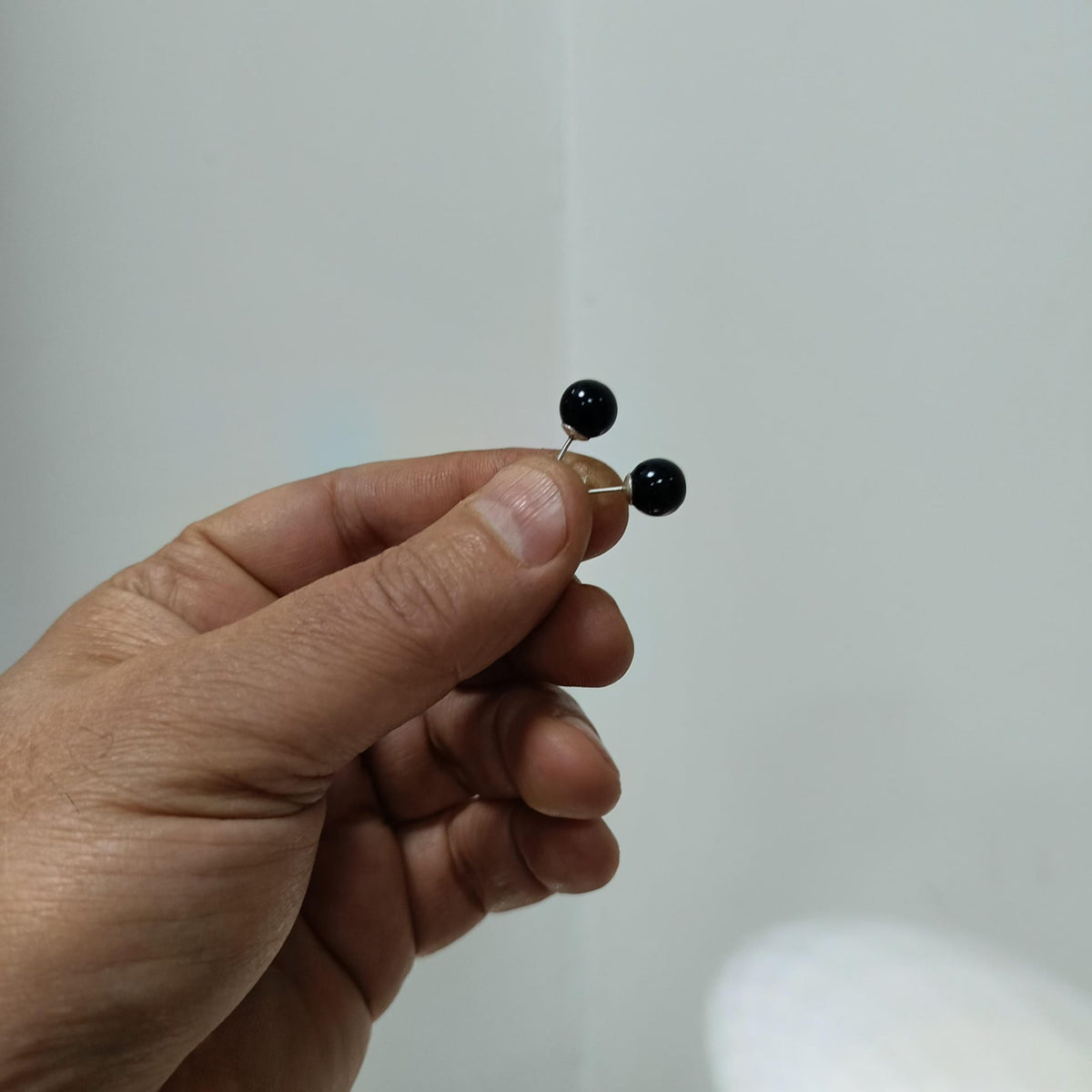 925 Ayar Gümüş Oltu Taşı Top Küpe 5-6-7-8-9-10-12 mm