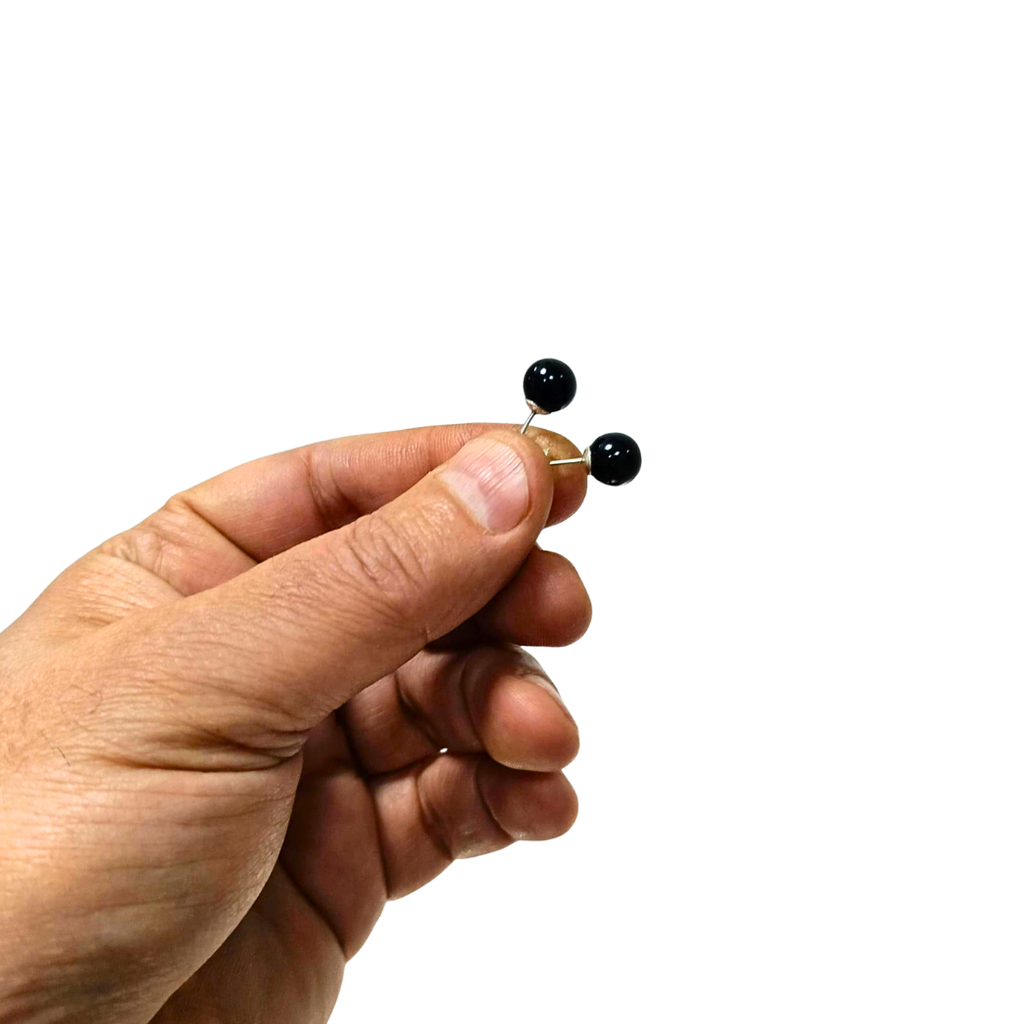 925 Ayar Gümüş Oltu Taşı Top Küpe 5-6-7-8-9-10-12 mm