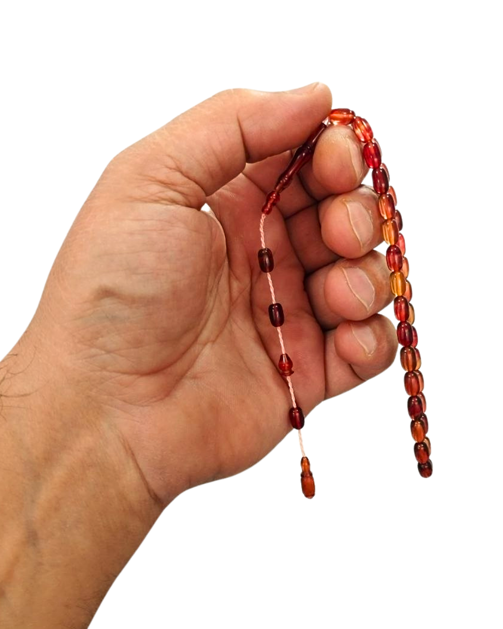 Bilek Size Capsule Cut Pressed Amber Prayer Beads 4,5 x 7,5 mm