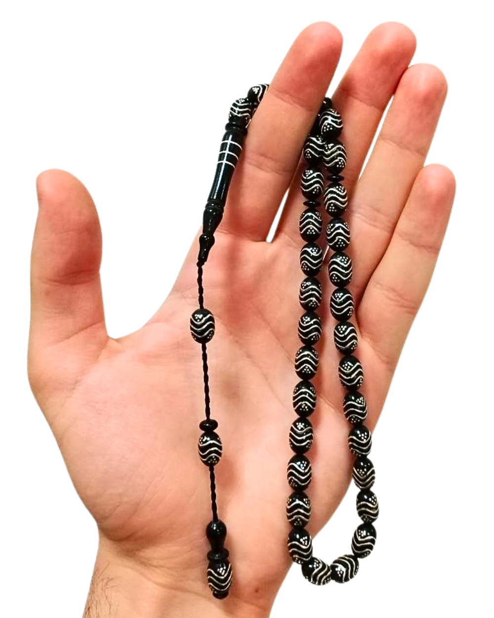Gümüş İşlemeli Kapsül Kesim Erzurum Oltu Tesbih 7 X 10 mm