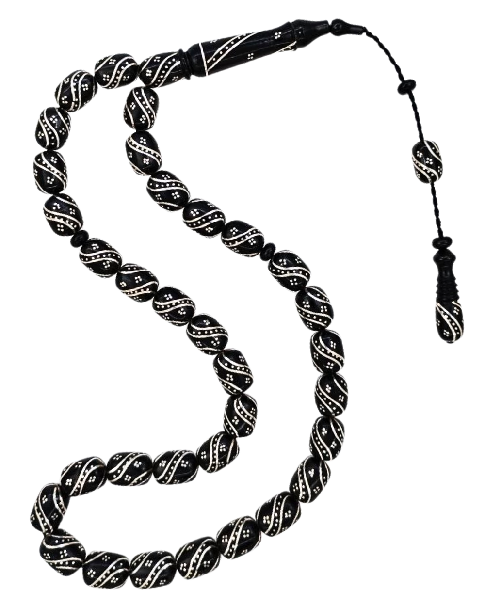 Gümüş İşlemeli Kapsül Kesim Erzurum Oltu Tesbih 8 X 11 mm