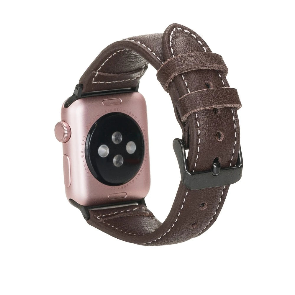 Apple Watch Uyumlu Deri Kordon 42-44-45mm NM1-AS3 Kahve
