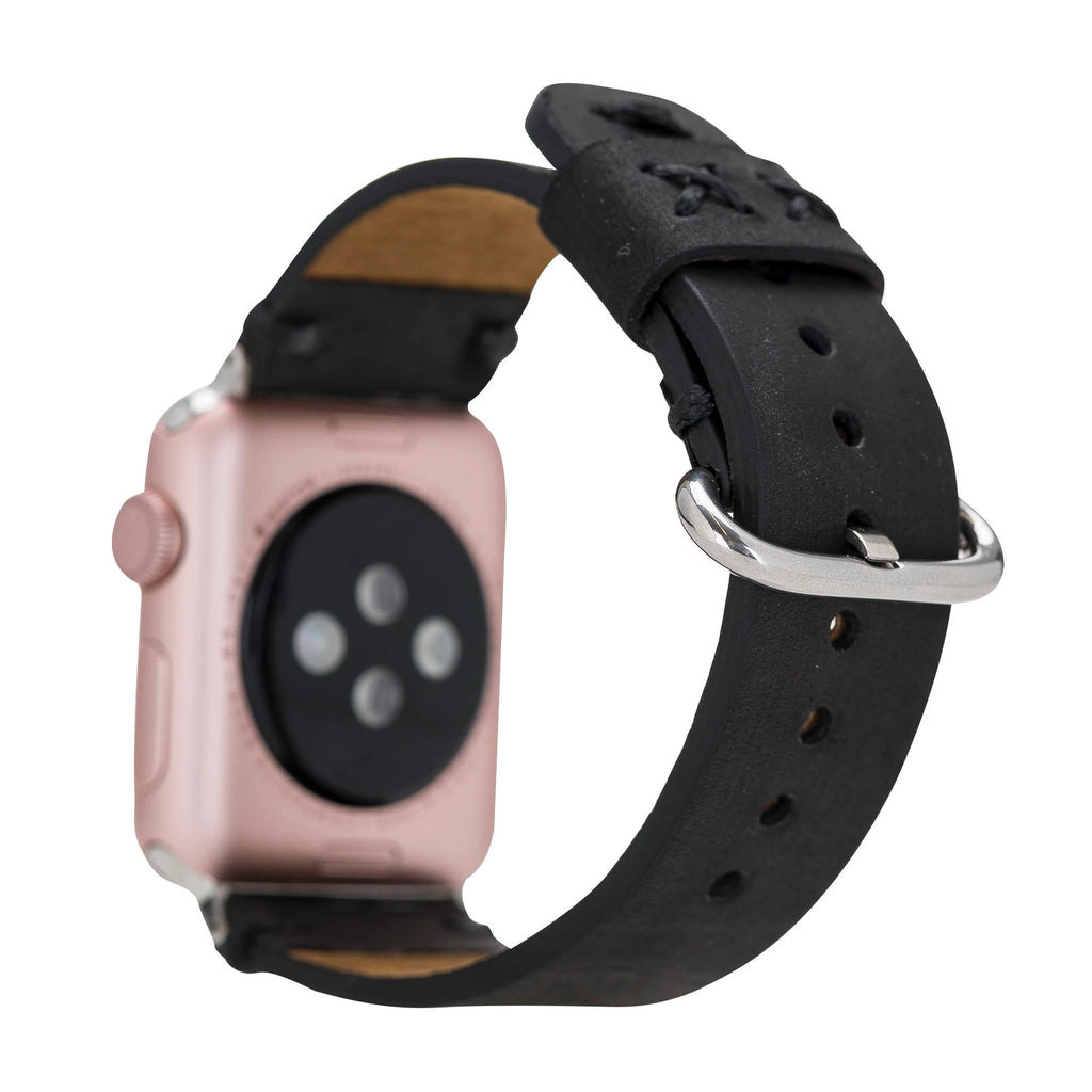 Apple Watch Uyumlu Deri Kordon Orfe 42-44-45mm G1 Siyah