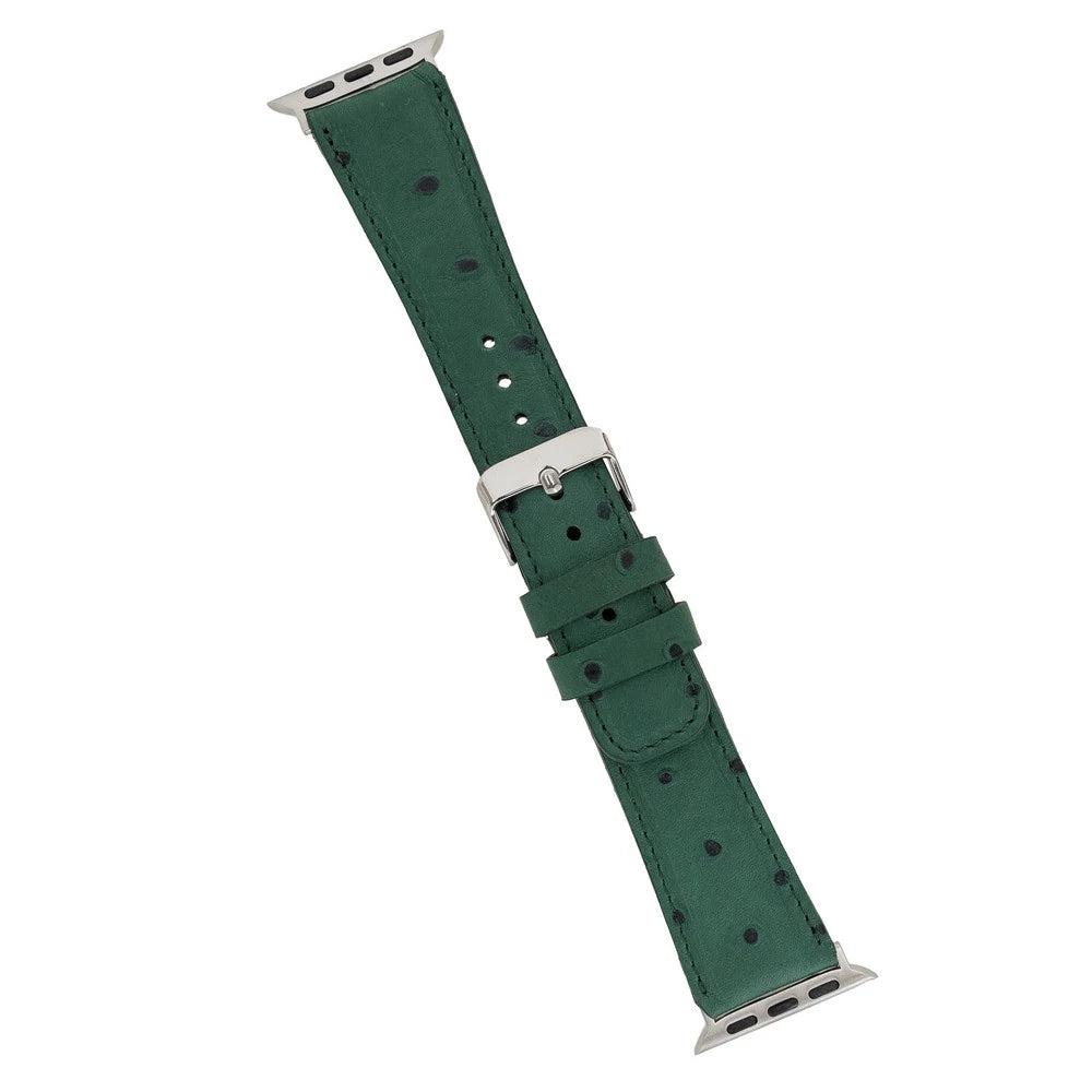 Apple Watch Uyumlu Deri Kordon 42-44-45mm DE6 Yeşil