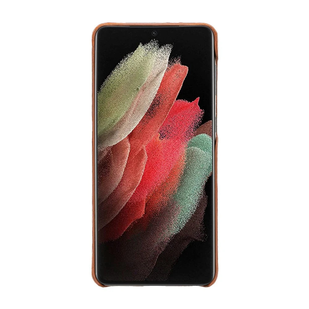 Samsung Galaxy S21 Plus Uyumlu Deri Arka Kapak UJ RST2EF Taba