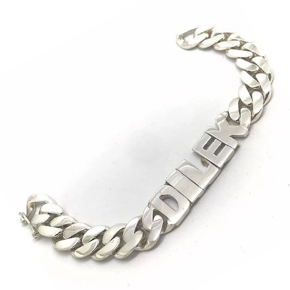 Oynar Initial Silver ID Bracelet Thick 1,2 cm