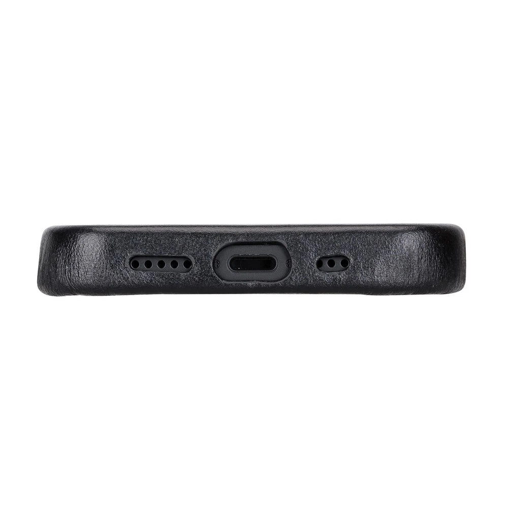 Apple iPhone 13 Mini Uyumlu Deri Arka Kapak ROCK RST1 Siyah