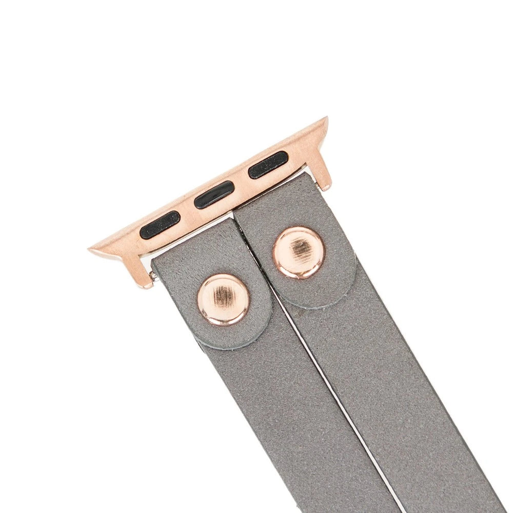 Apple Watch Uyumlu Deri Kordon Ely Double Tour RST9 Gri