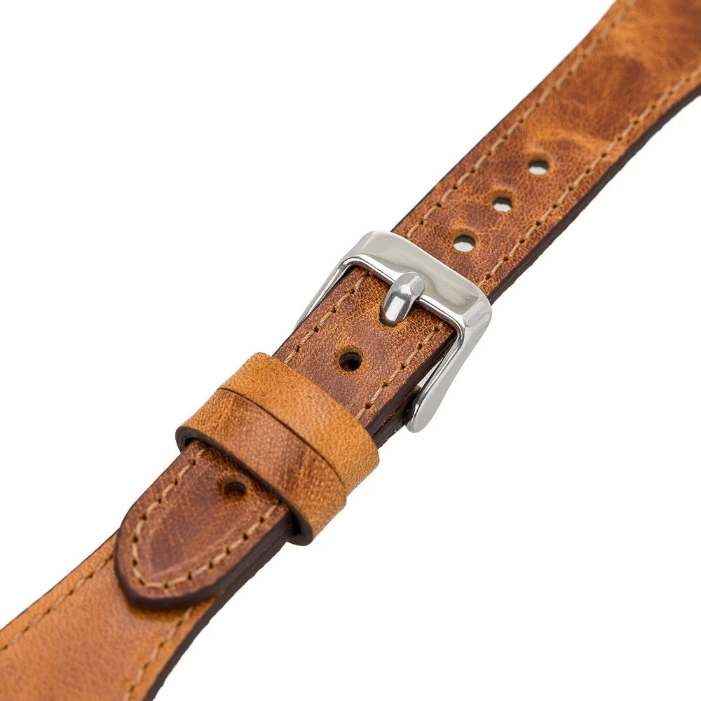 Apple Watch Uyumlu Deri Kordon 38-40-41mm Slim G19 Taba