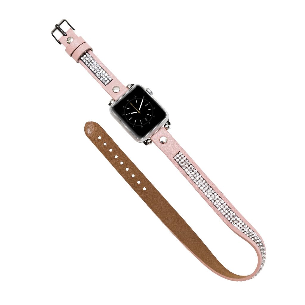 Apple Watch Uyumlu Deri Kordon 38-40-41mm DT Taşlı NU2