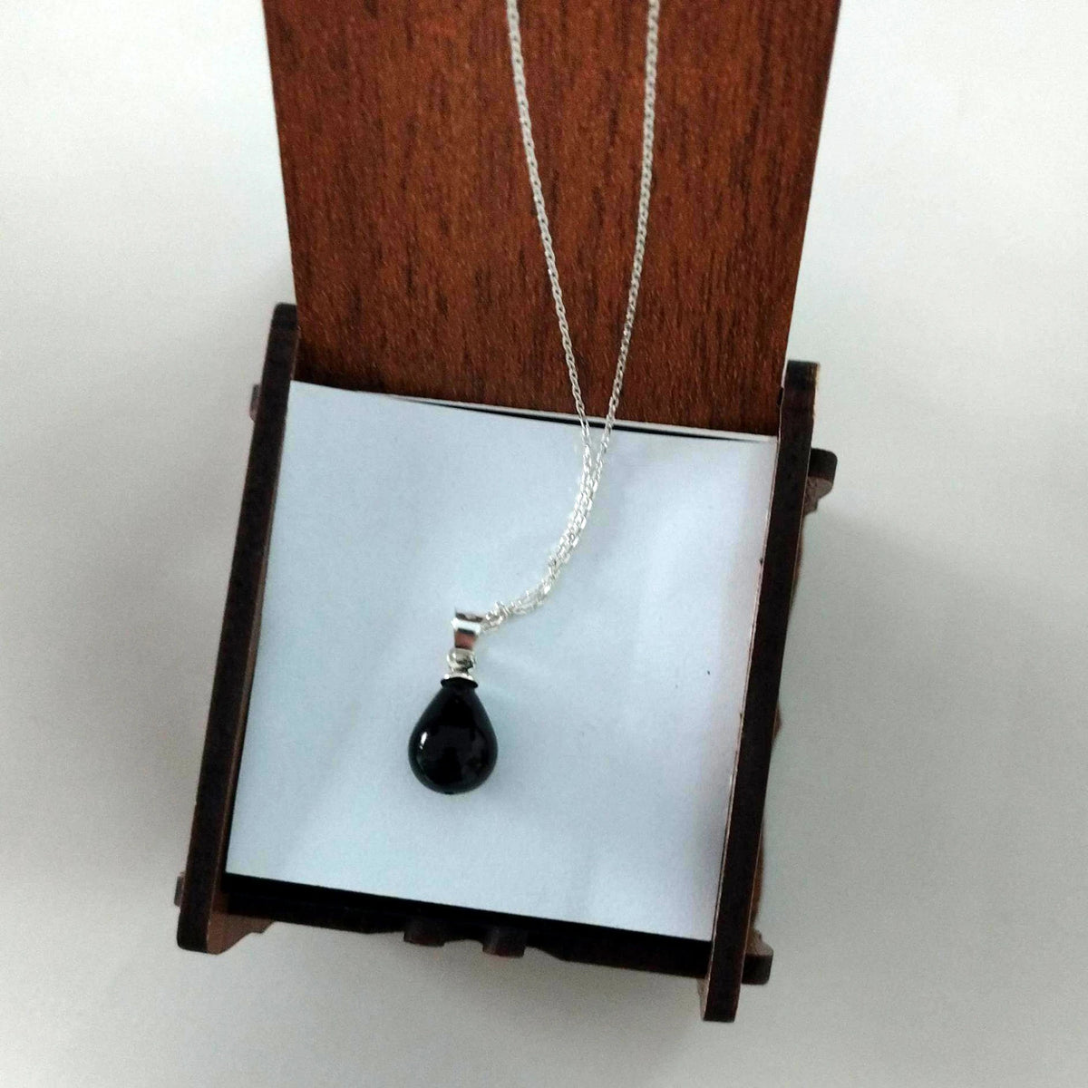 Oltu Stone-set 925 K Drop Silver Necklace