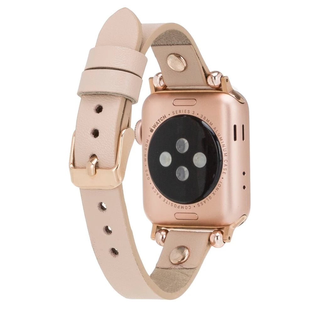 Apple Watch Uyumlu Deri Kordon 42-44-45mm RT ERC3 Bej