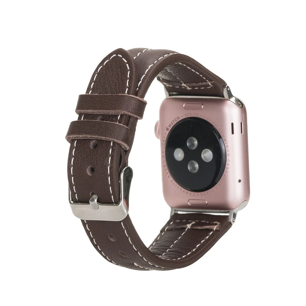 Apple Watch Uyumlu Deri Kordon 42-44-45mm NM3-AS3 Kahve