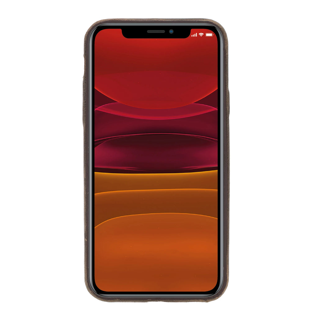 Apple iPhone X-XS Uyumlu Deri Arka Kapak UCCC RO6 Kahve