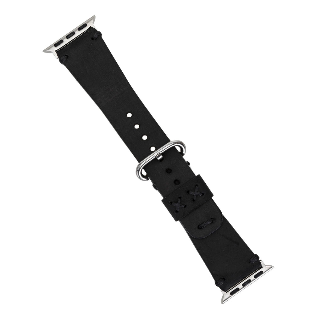 Apple Watch Uyumlu Deri Kordon Orfe 42-44-45mm G1 Siyah