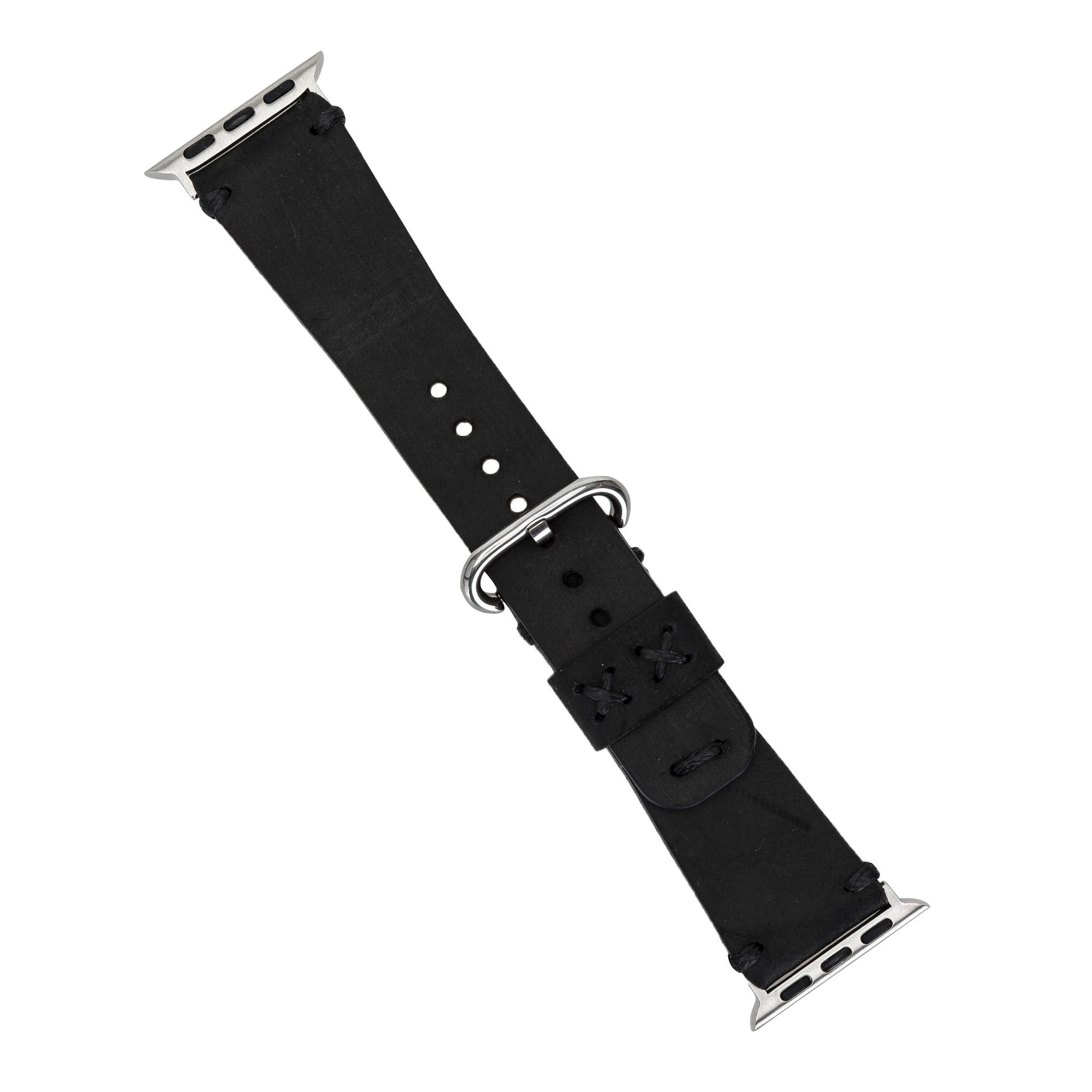 Apple Watch Uyumlu Deri Kordon Orfe 42-44-45mm G1 Siyah