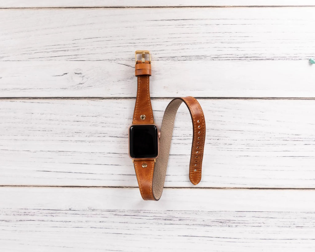 Apple Watch Uyumlu Deri Kordon 42-44-45mm Slim DT GT V18
