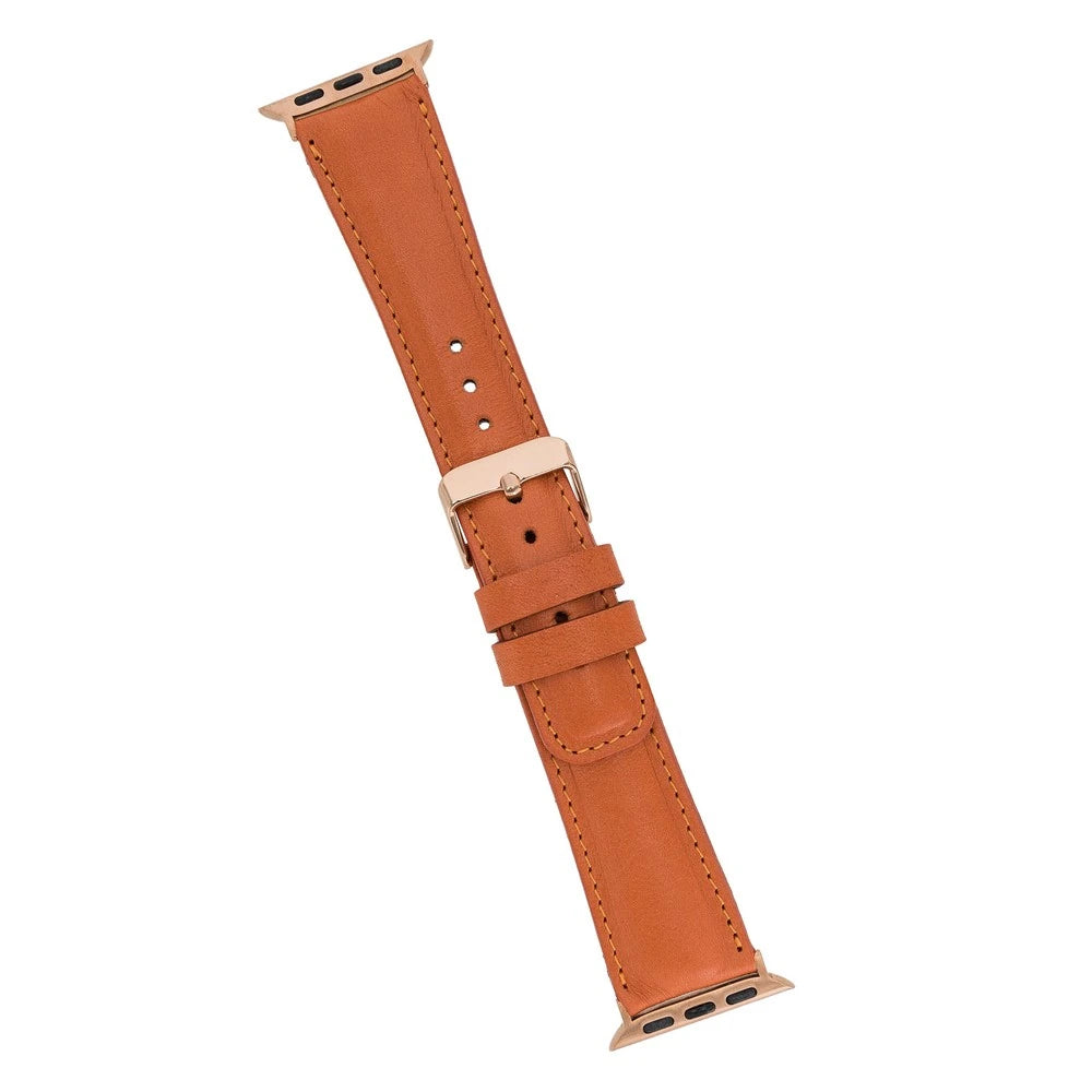 Apple Watch Uyumlu Deri Kordon 42-44-45mm F5 Taba