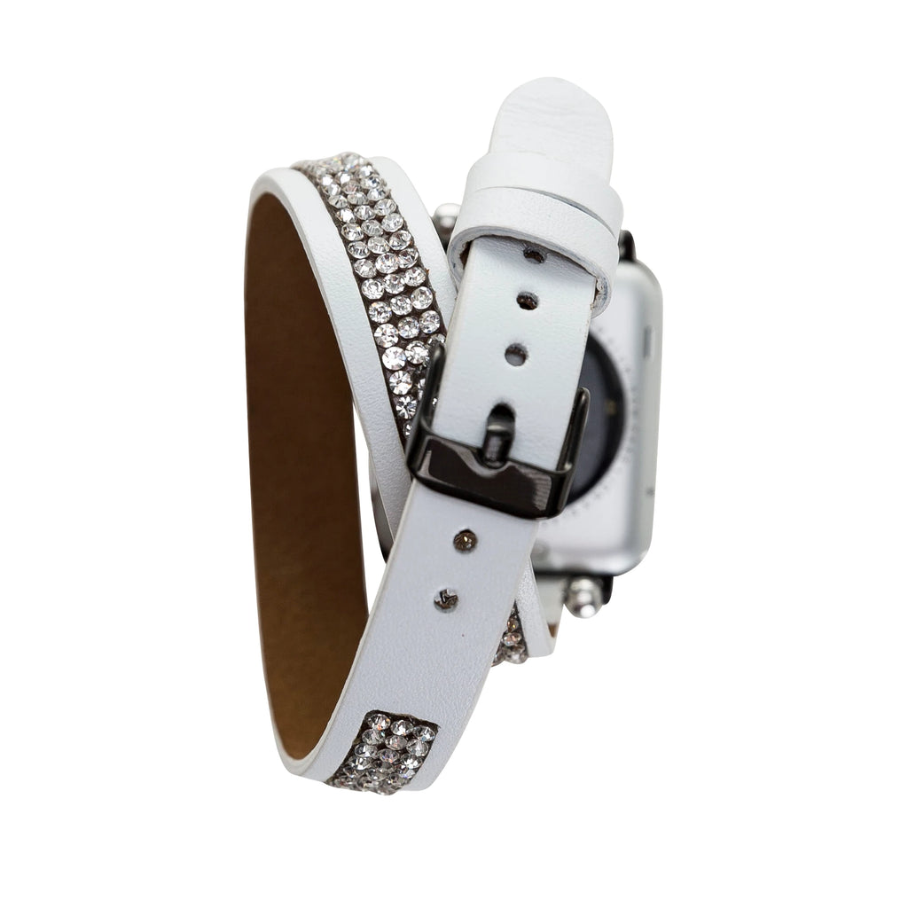 Apple Watch Uyumlu Deri Kordon 38-40-41mm DT Taşlı F3