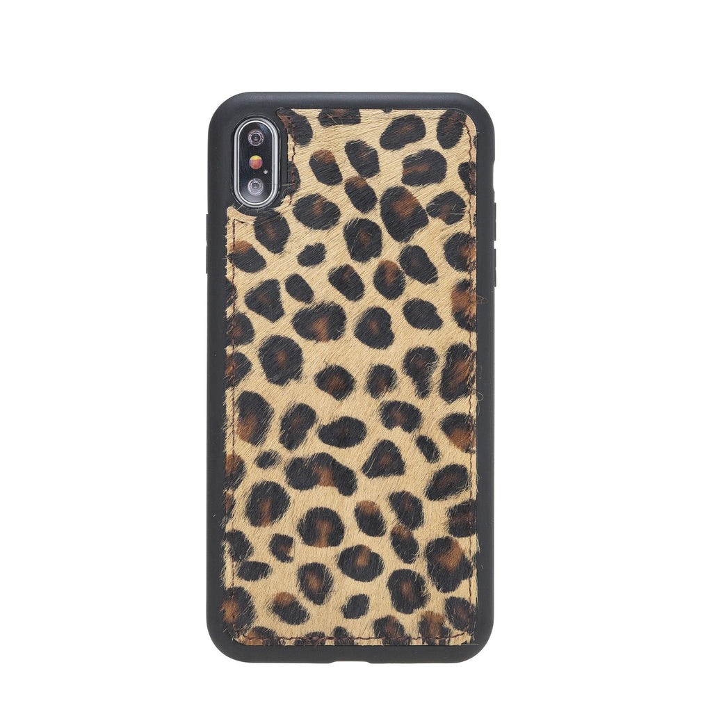 Apple iPhone X-XS Uyumlu Deri Cüzdanlı Kılıf Leopar