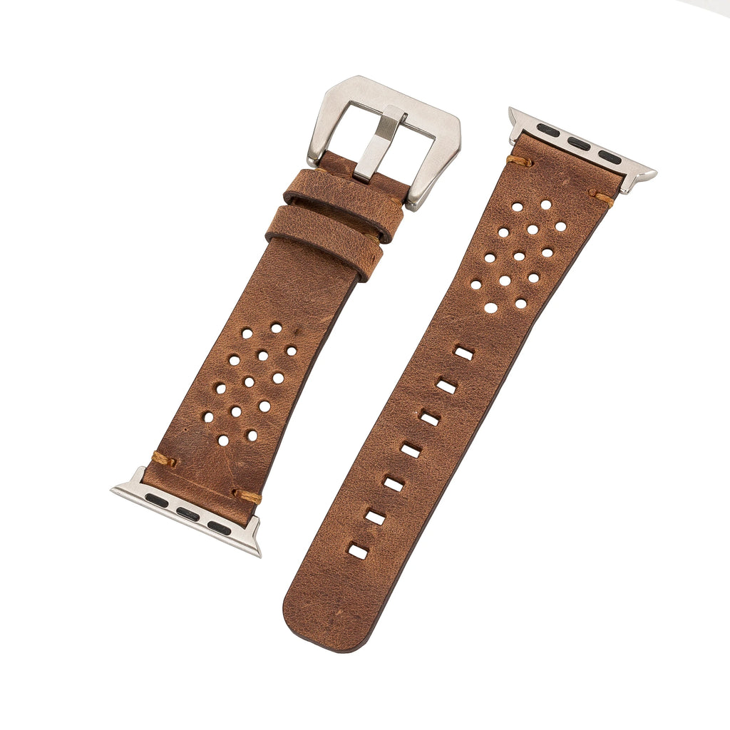 Apple Watch Uyumlu Deri Kordon Vigo 42-44-45mm G2 Kahve