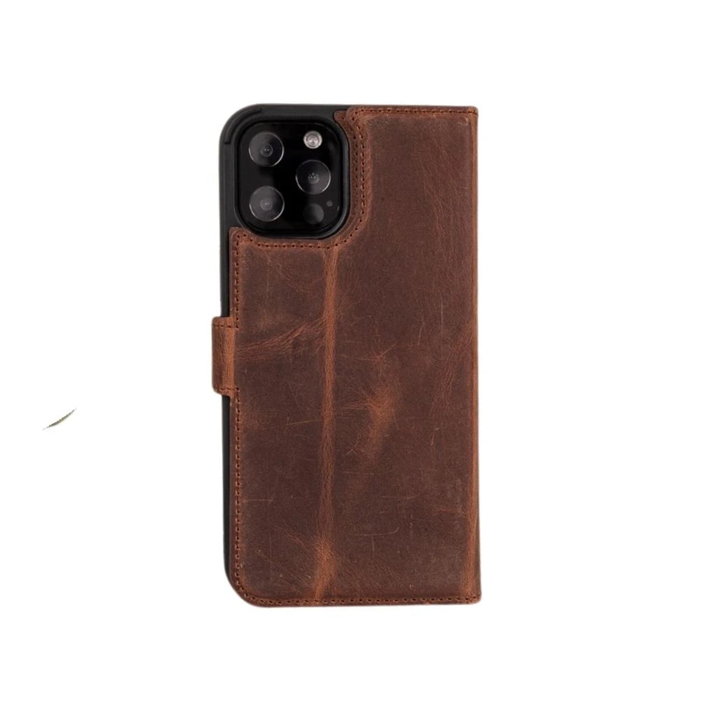 Apple iPhone 11 Pro Max Uyumlu Deri Cüzdanlı Kılıf G2 Kahve