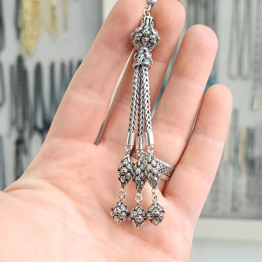 925 Ayar Gümüş Üç Dallı Vizyon Püskül 9.5 cm