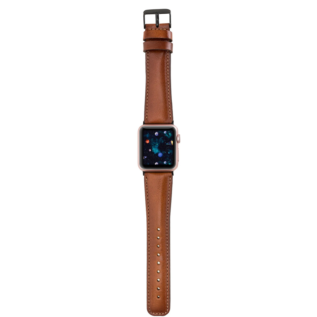 Apple Watch Uyumlu Deri Kordon 38-40-41mm RTST2EF Taba
