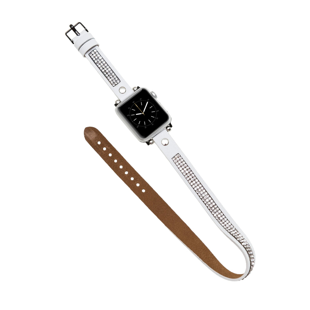 Apple Watch Uyumlu Deri Kordon 38-40-41mm DT Taşlı F3