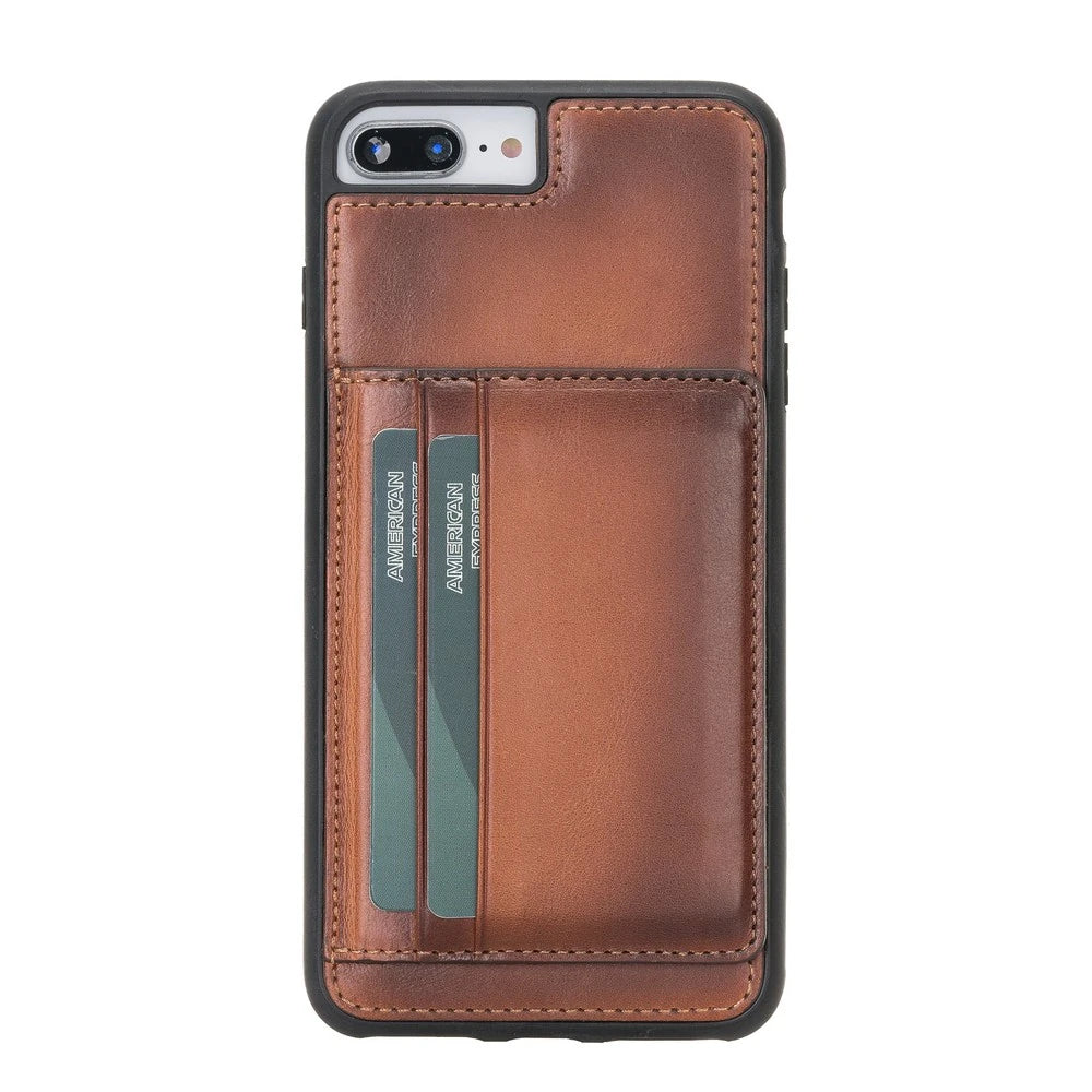Apple iPhone 7-8 Plus Uyumlu Deri Standlı Arka Kapak FXCS RST2EF