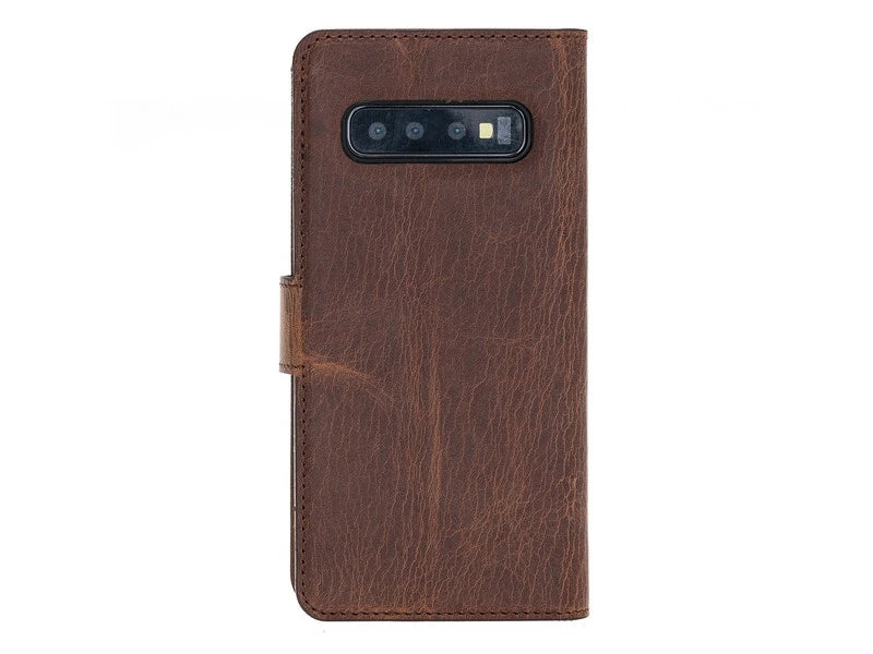 Samsung Galaxy S10 Uyumlu Deri Cüzdanlı Kılıf Foncaze G2 Kahve