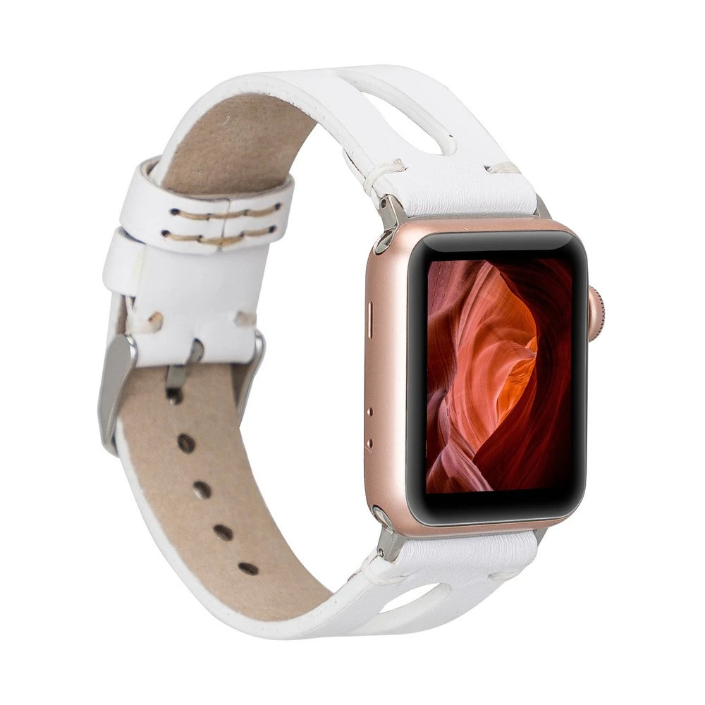 Apple Watch Uyumlu Deri Kordon BA2 42-44-45mm F3 Beyaz