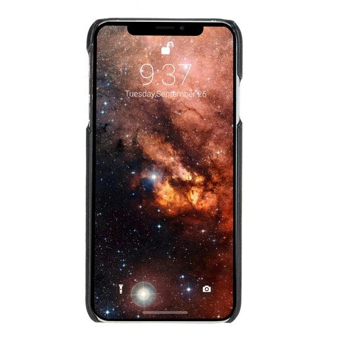 Apple iPhone XS Max Uyumlu Deri Arka Kapak MN-UJ ERC1 Siyah