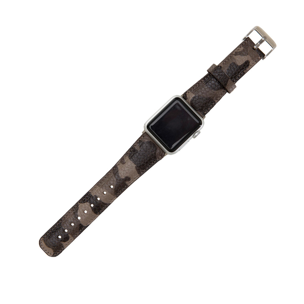 Apple Watch Uyumlu Deri Kordon 42-44-45mm Kamuflaj Bej