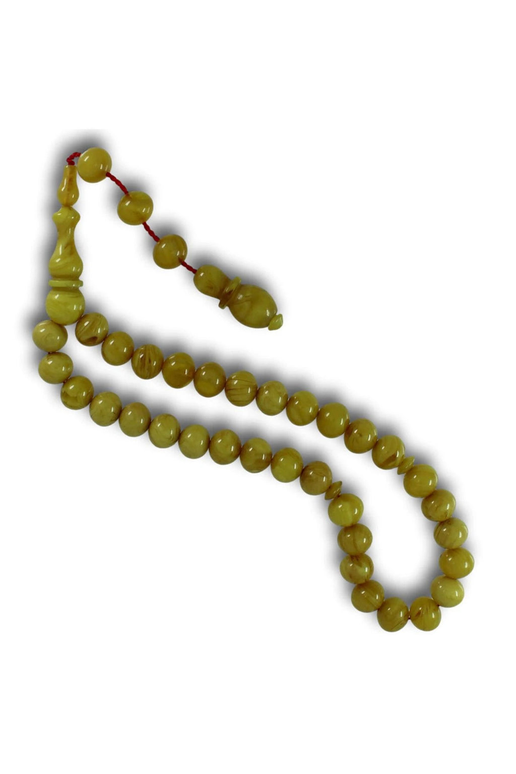Sarı Arpa Kesim Sıkma Kehribar 7,5 mm Tesbih