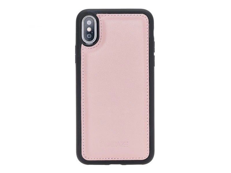 Apple iPhone X-XS Uyumlu Deri Arka Kapak Foncaze NU2 Pembe