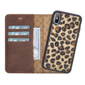 Apple iPhone XS Max Uyumlu Deri Cüzdanlı Kılıf Leopar