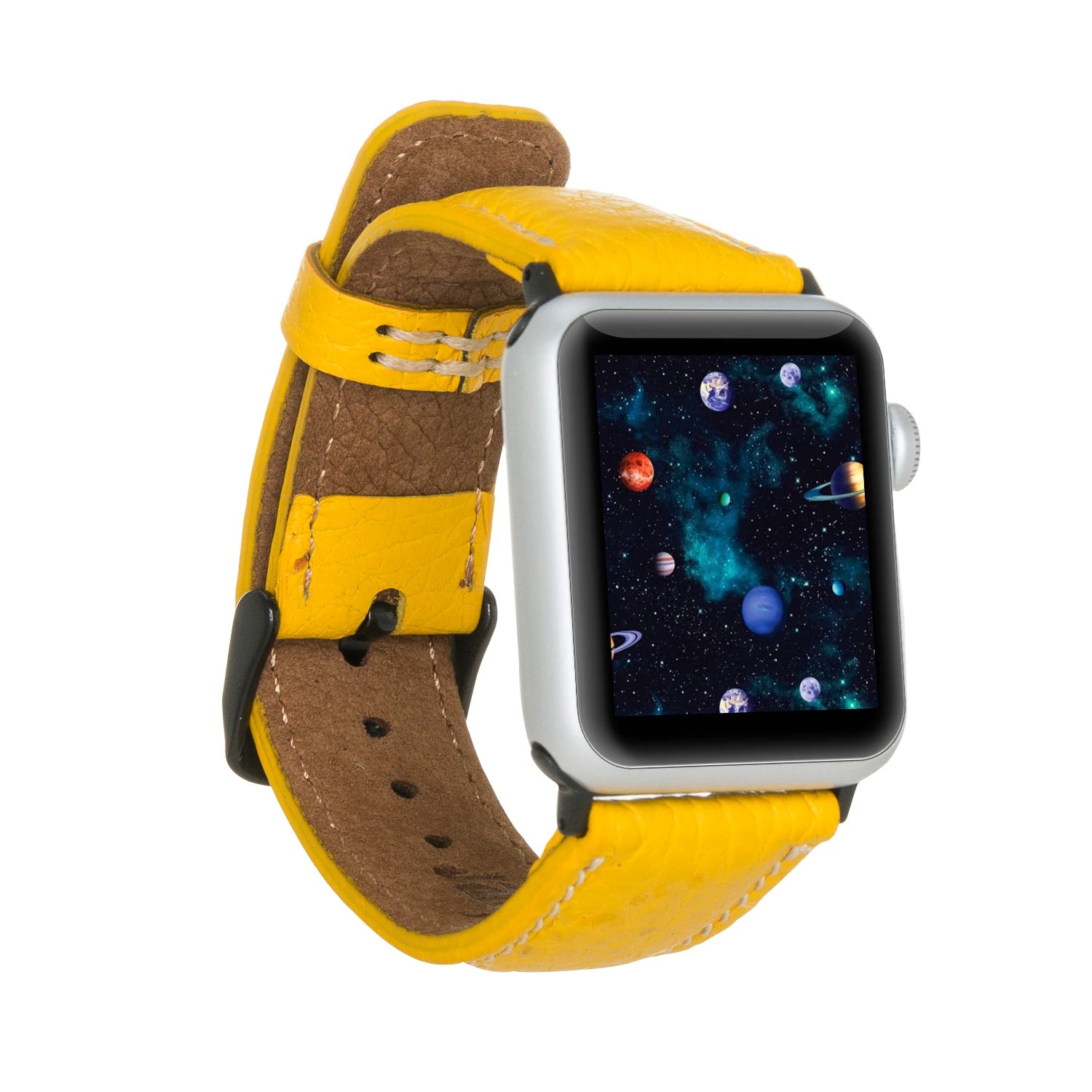 Apple Watch Uyumlu Deri Kordon 42-44-45mm FL12 Sarı