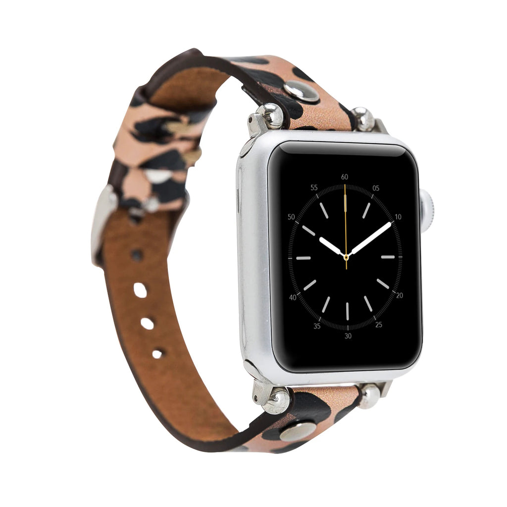 Apple Watch Uyumlu Deri Kordon 42-44-45mm ST Leopar NE
