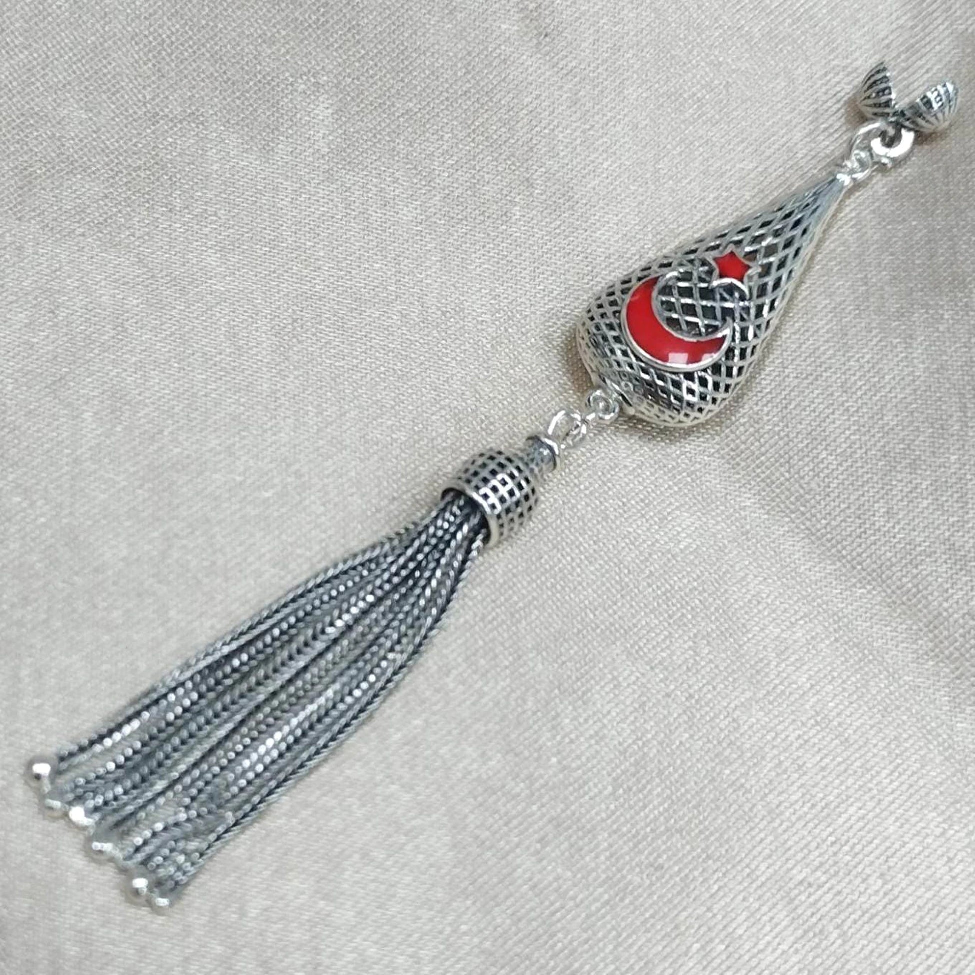 Damla Model 925 Ayar Gümüş Ayyıldız Püskül 8,5 cm