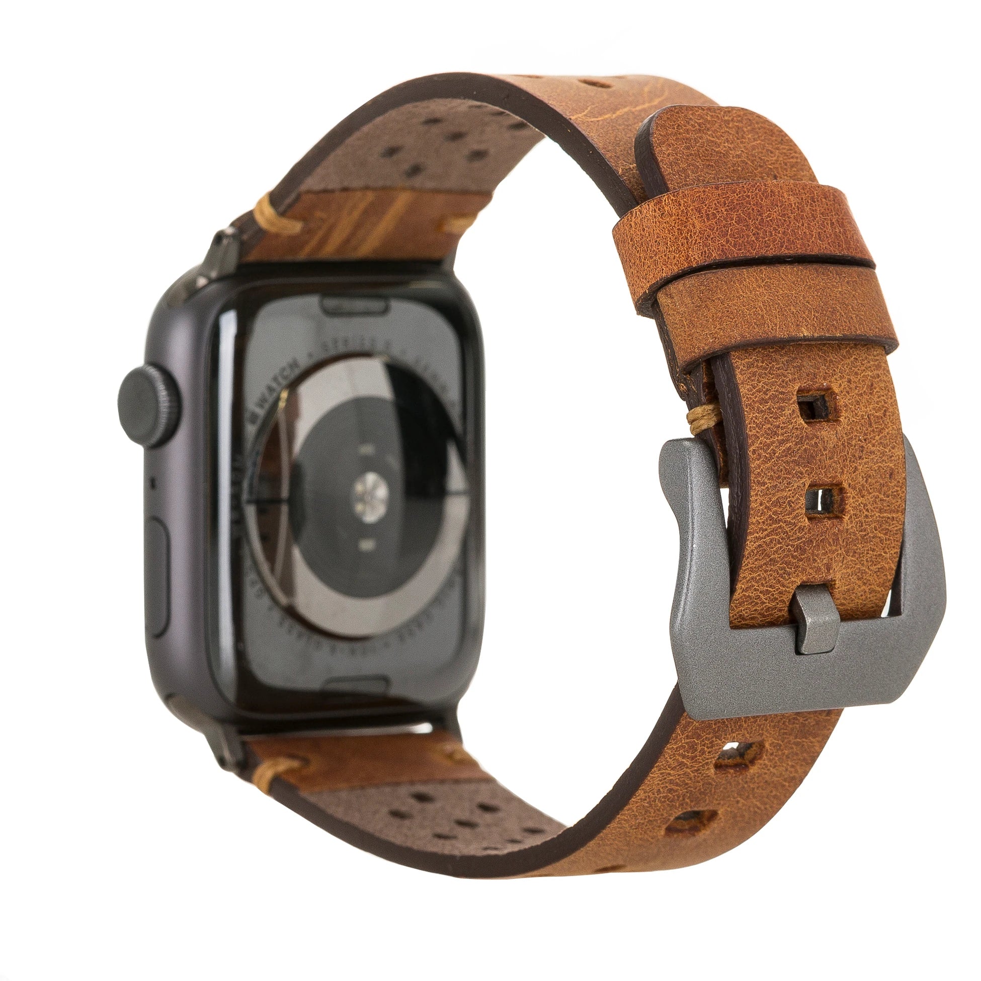 Apple Watch Uyumlu Deri Kordon Vigo 42-44-45mm G19 Taba
