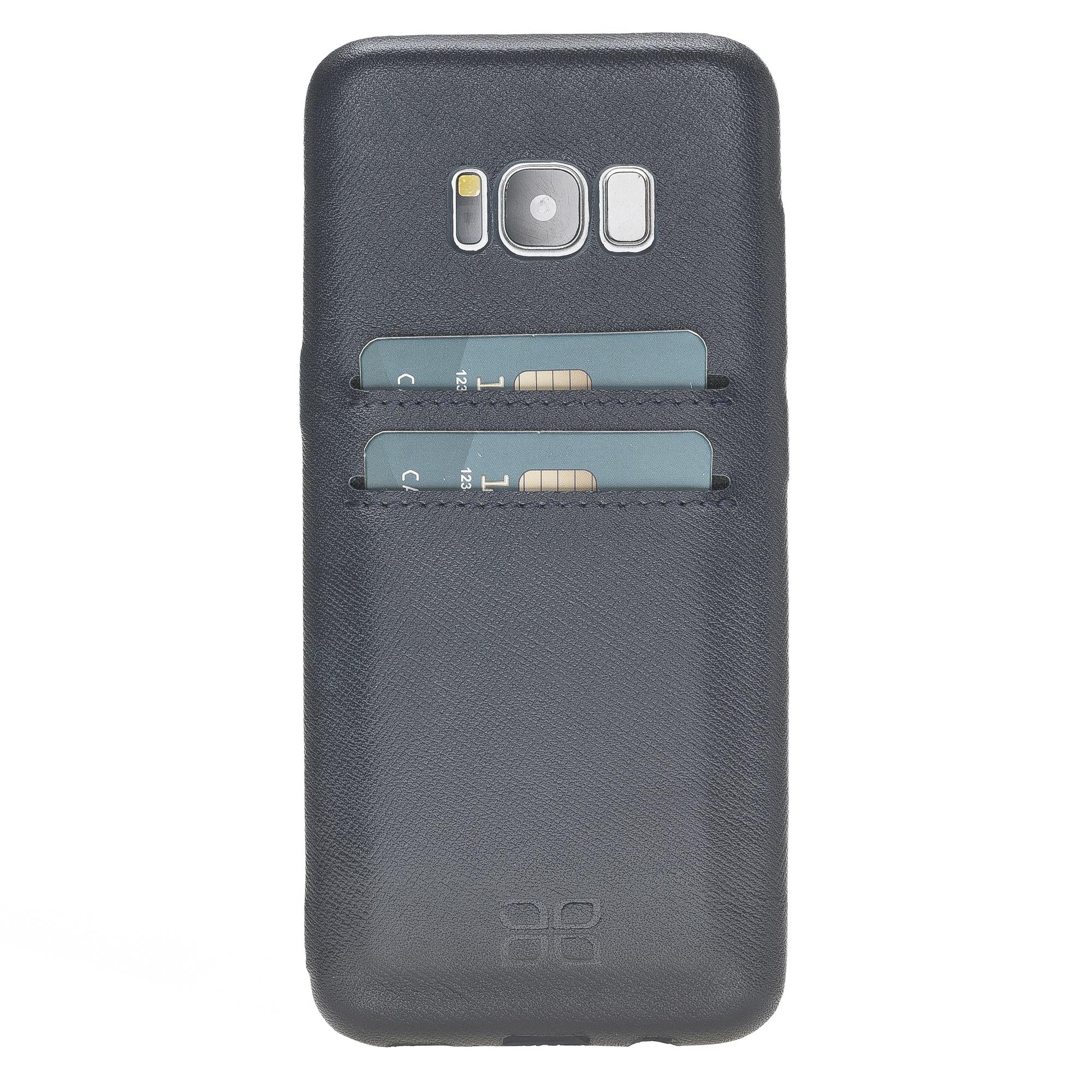 Samsung Galaxy S8 Uyumlu Deri Kartlıklı Arka Kapak UCCC Mavi