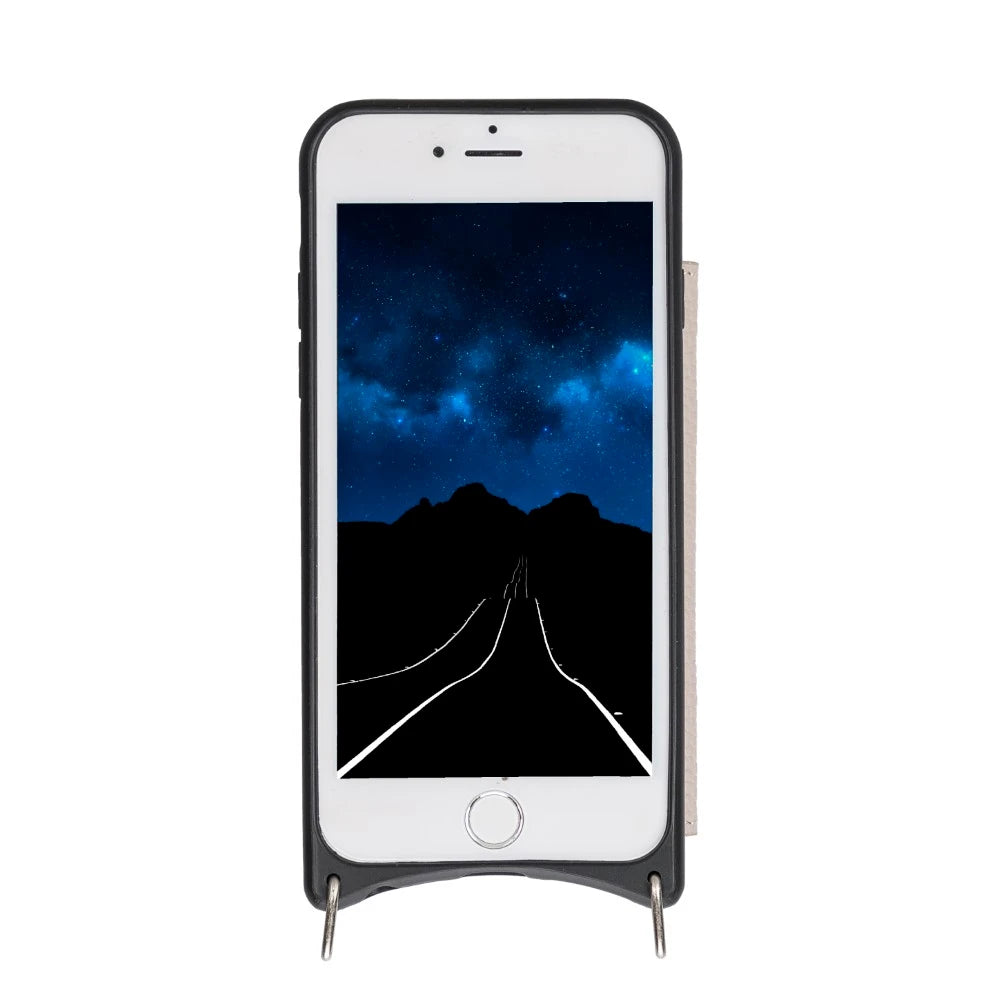Apple iPhone 7-8-SE Uyumlu Deri Askılı Kılıf UFW ERC3 Bej