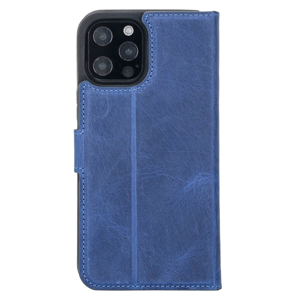 Apple iPhone 12 Pro Max Uyumlu Deri Cüzdanlı Kılıf G21 Mavi