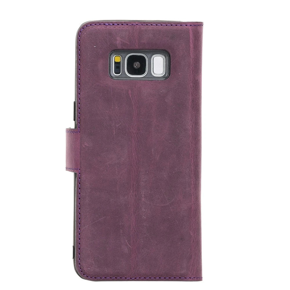Samsung Galaxy S8 Plus Uyumlu Deri Cüzdanlı Kılıf Plus G7 Mor