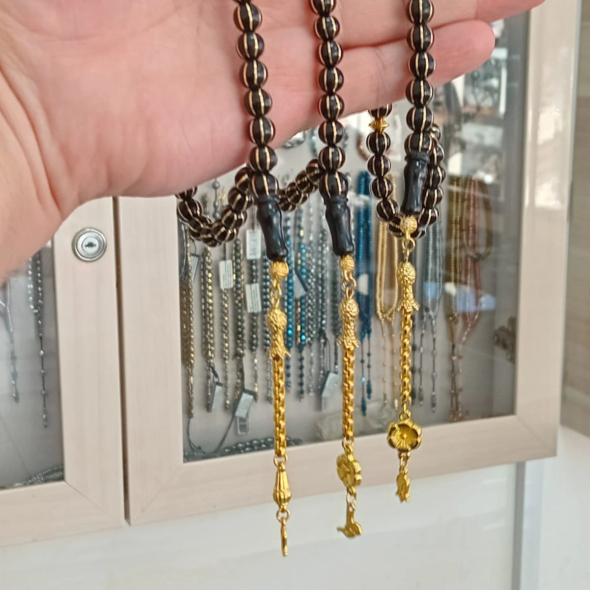 Yellow Karpuz Dilimi Engraved Gürcistan Oltu Stone Prayer Beads 8 mm