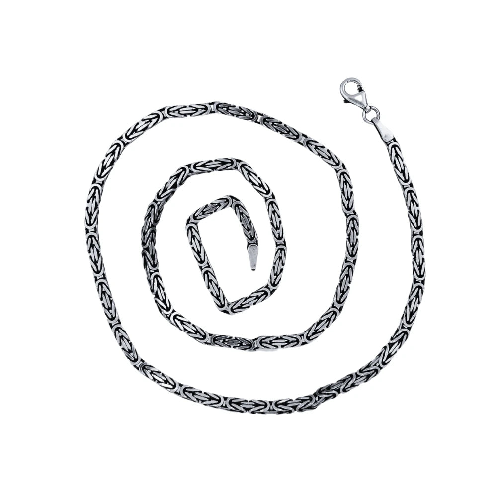 925 K Silver Square Kral Necklace 3 mm