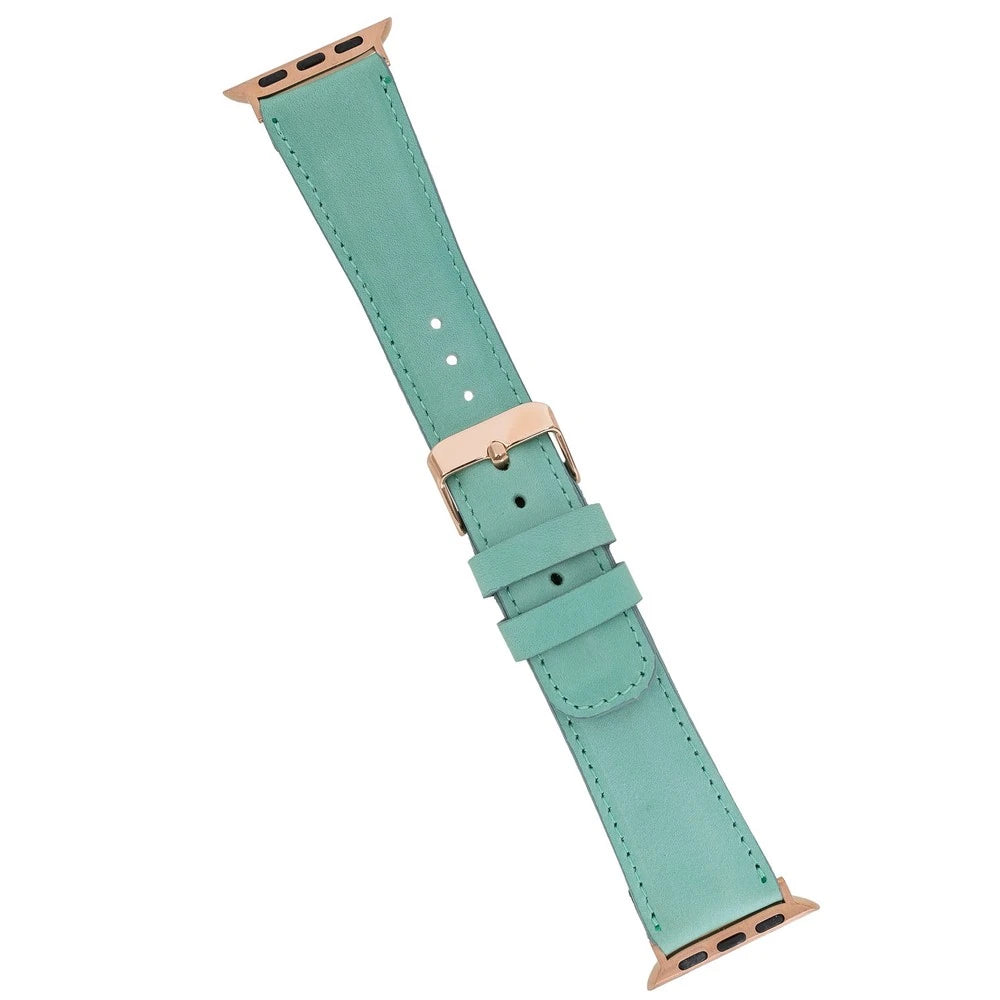Apple Watch Uyumlu Deri Kordon 42-44-45mm BRN7 Yeşil