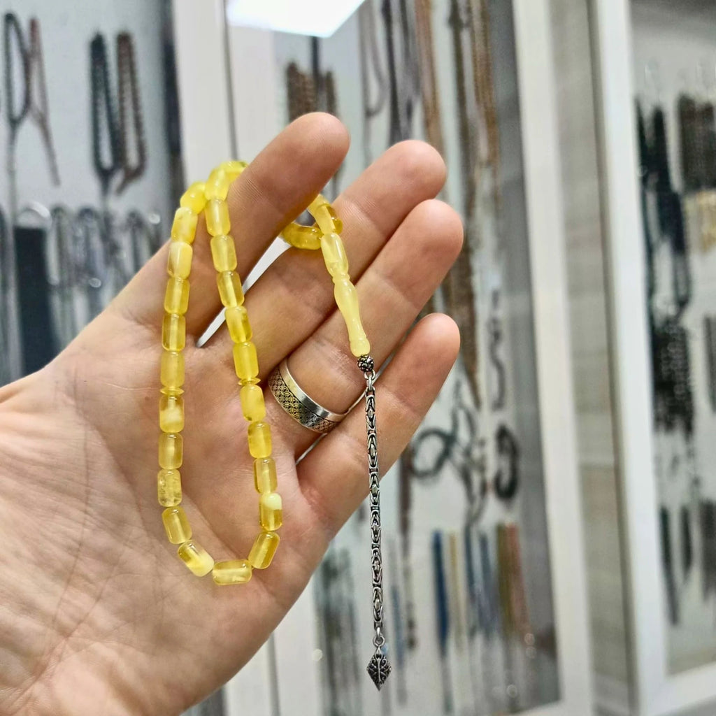 Kapsül Kesim Doğal Kaya Damla Kehribar Tesbih 5 x 8 mm