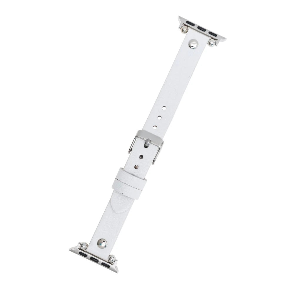 Apple Watch Uyumlu Deri Kordon 38-40-41mm ST F3 Beyaz